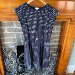 Crewcuts dress navy blue with gold shimmer stitching, size 10